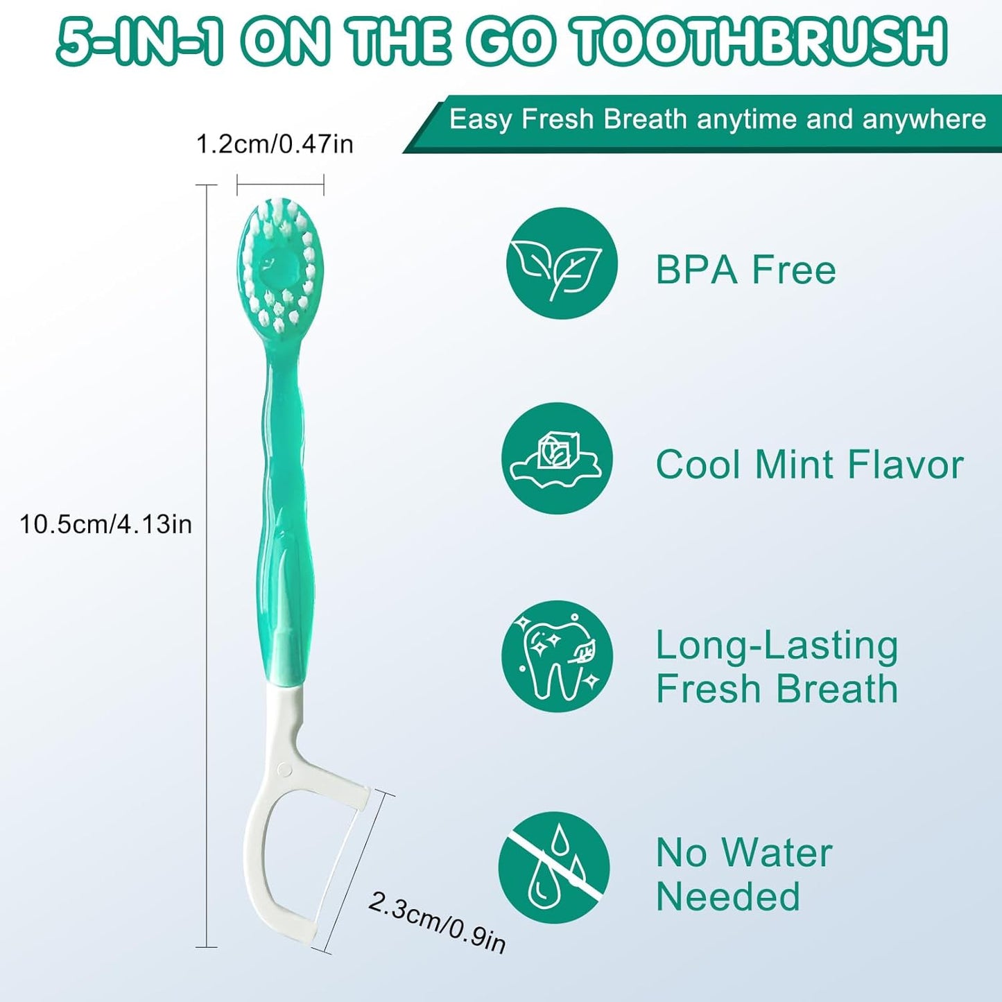 Morning After 5-in-1 Disposable Travel Toothbrush with Toothpaste, Floss & Tongue Scraper-3