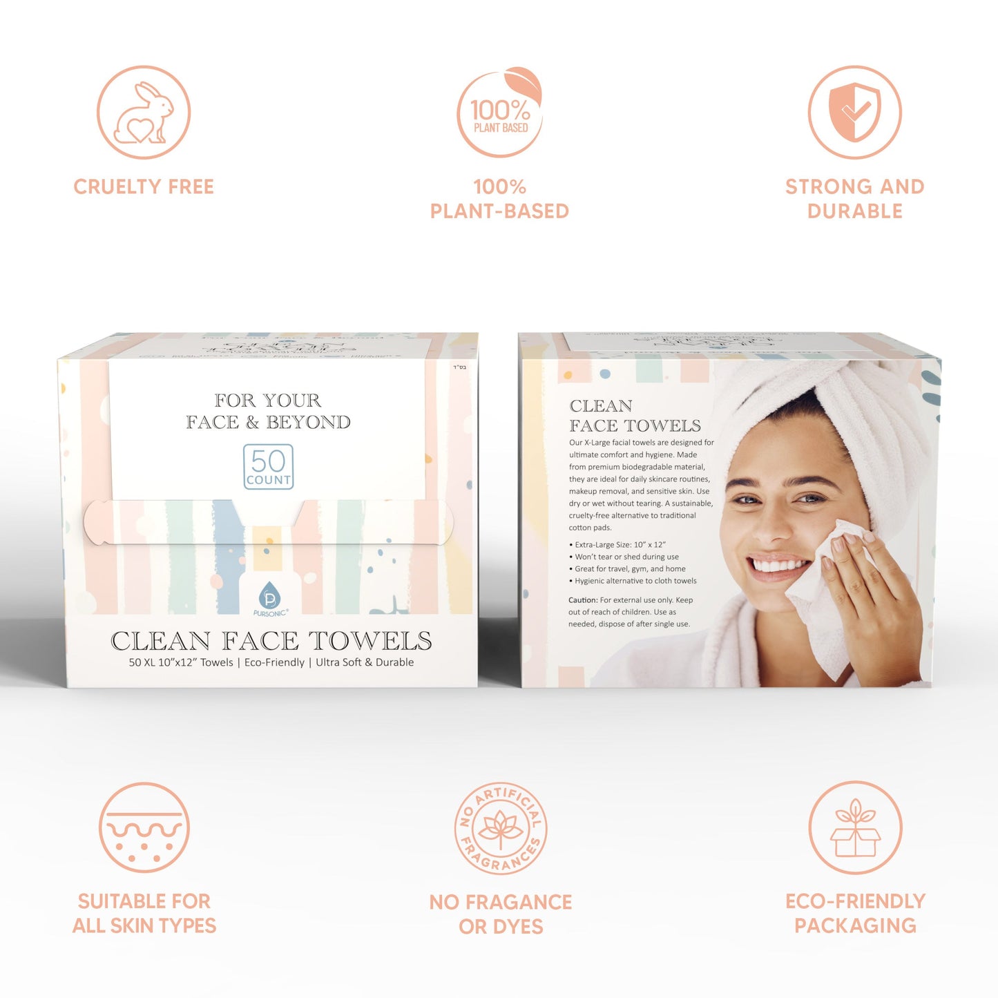 Clean Facial Towels – XL Biodegradable Towels for Sensitive Skin-1
