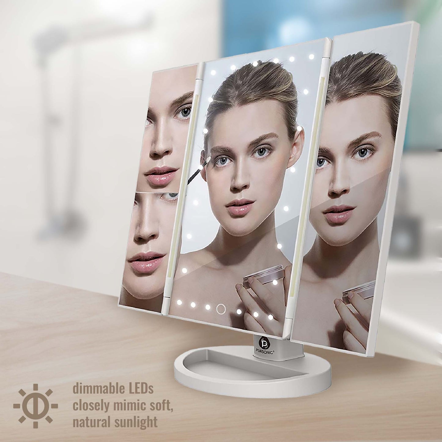 Ultimate Radiance Skincare & Beauty Bundle: Tri-Fold Vanity Mirror, Pursonic Facial Steamer, Anti-Aging Serum Set & Konjac Sponge Duo-2