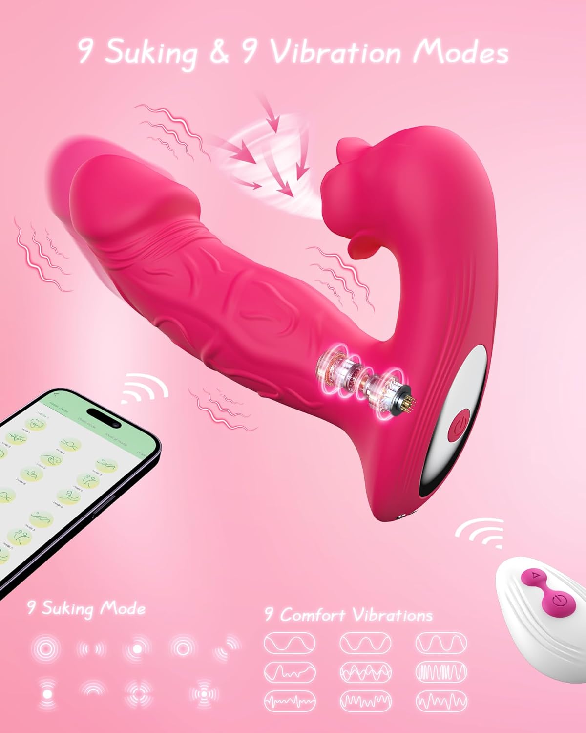 Remote Control Rose Clit Stimulation Dildo-2