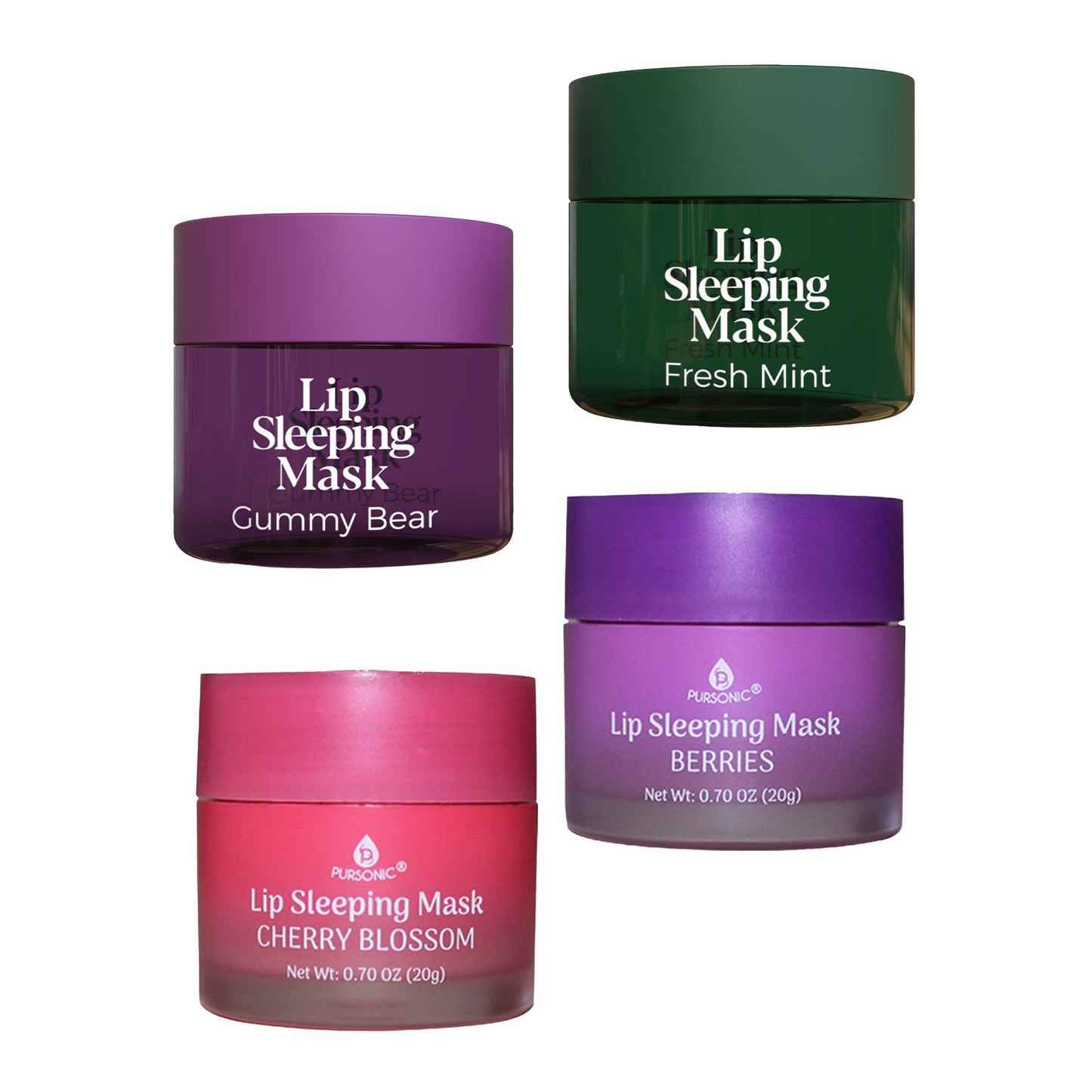 Lip Sleeping Mask Collection Bundle: Cherry Blossom & Berries + Gummy Bear & Fresh Mint-3