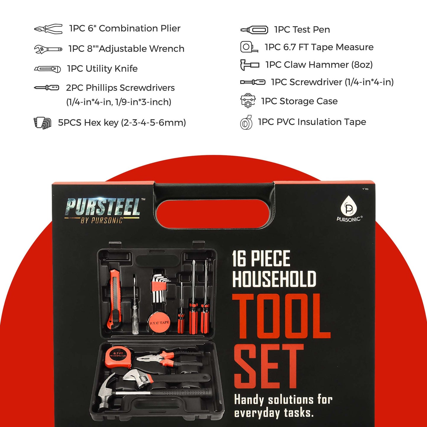 🛠️ Handy Solutions 16-Piece Tool Kit + Cordless Power Scrubber + 2-in-1 Mini Wireless Vacuum & Air Duster Bundle 🌟-1