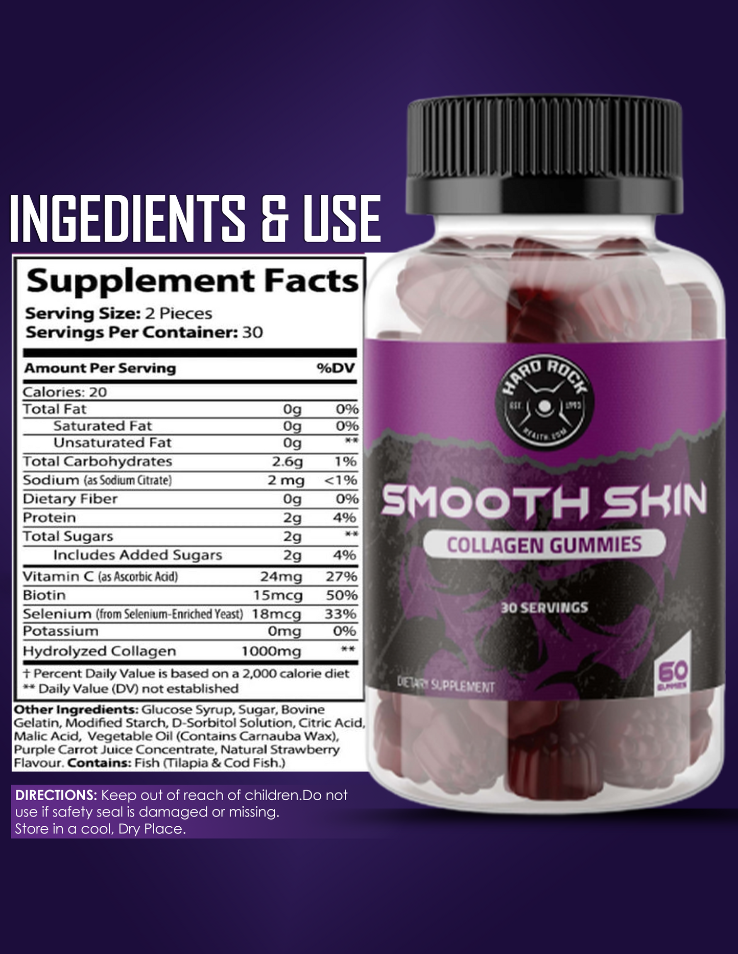 Smooth Skin Collagen Gummies With Vitamin C- 60 Gummies-1
