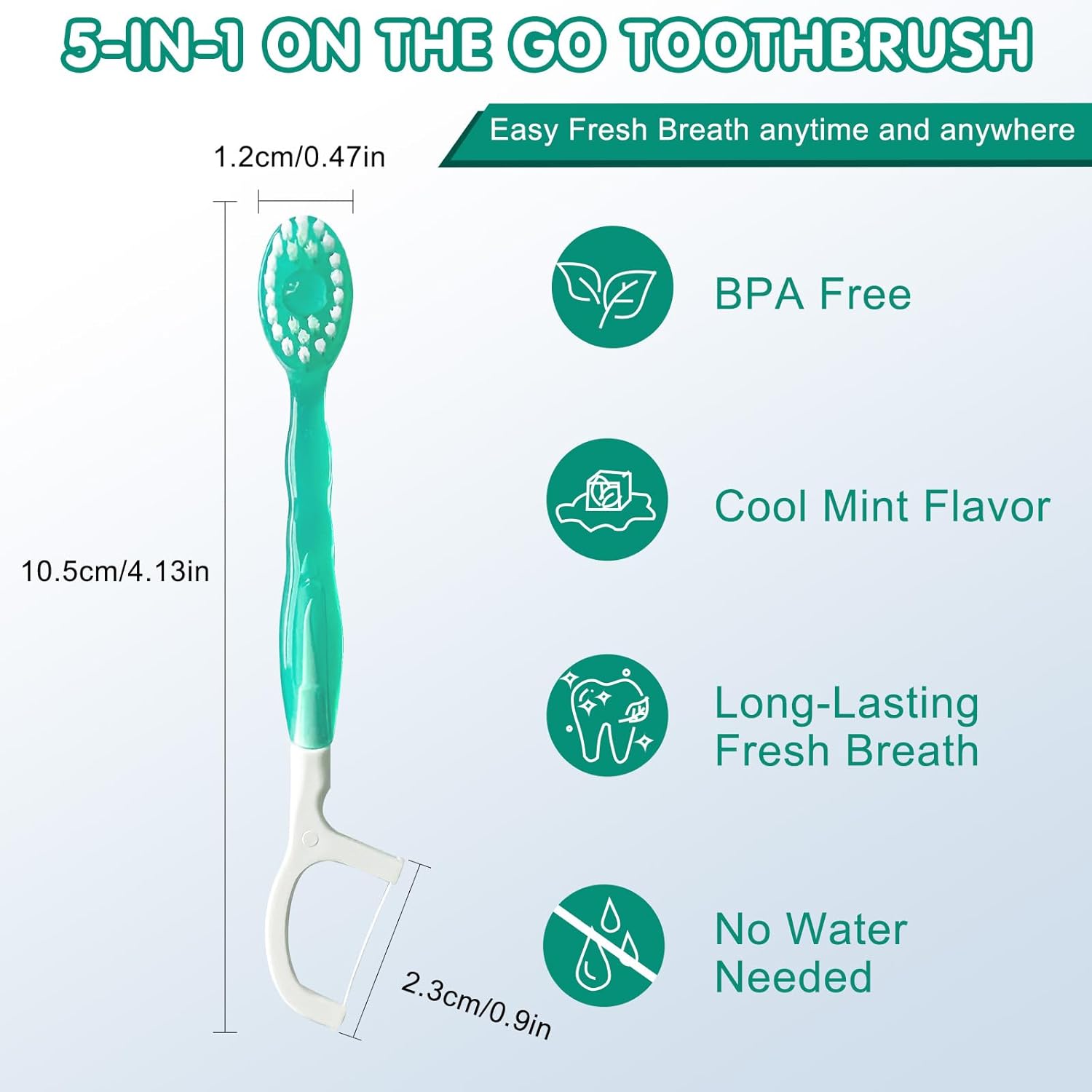 Morning After 5-in-1 Disposable Travel Toothbrush with Toothpaste, Floss & Tongue Scraper-3