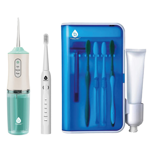 Pursonic Complete Oral Care Bundle – USB Rechargeable Sonic Toothbrush, Water Flosser & UV Toothbrush Sanitizer-0